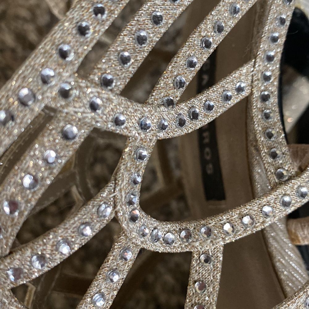 Fancy Caparros Heels Shoes Champagne & Rhinestones 6.5 - Picture 5 of 5